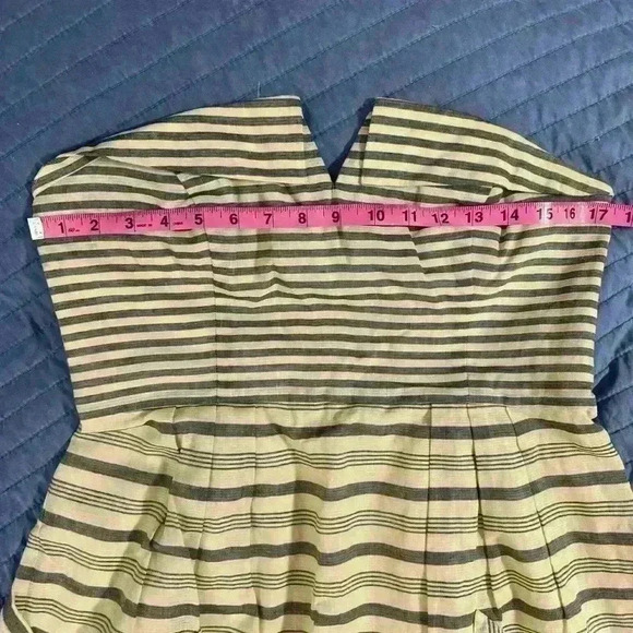 Anthropologie Maeve Changing Stripes Strapless Linen Dress with pockets - Picture 10 of 12